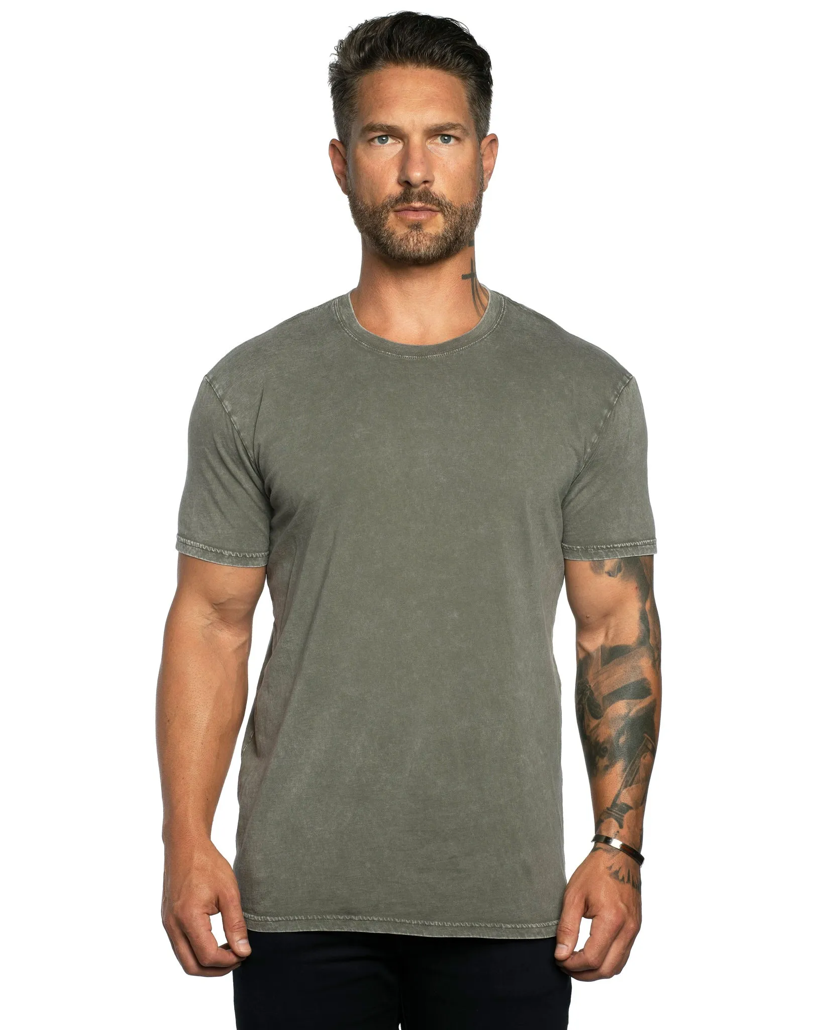 Stone Wash Relaxed Fit Crew Neck Tee