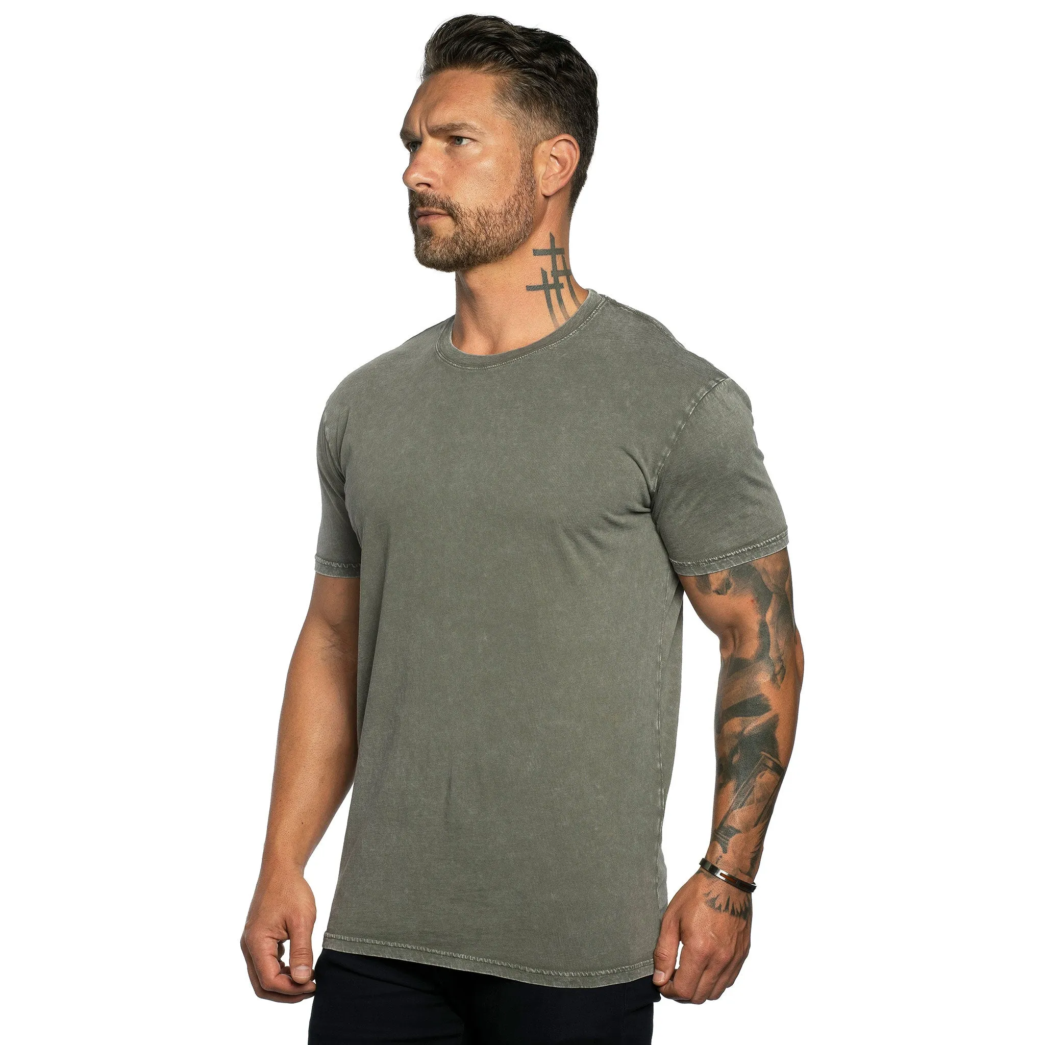 Stone Wash Relaxed Fit Crew Neck Tee