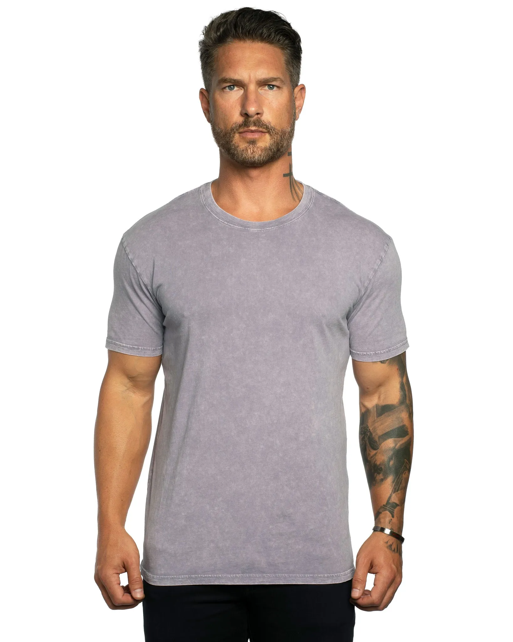 Stone Wash Relaxed Fit Crew Neck Tee