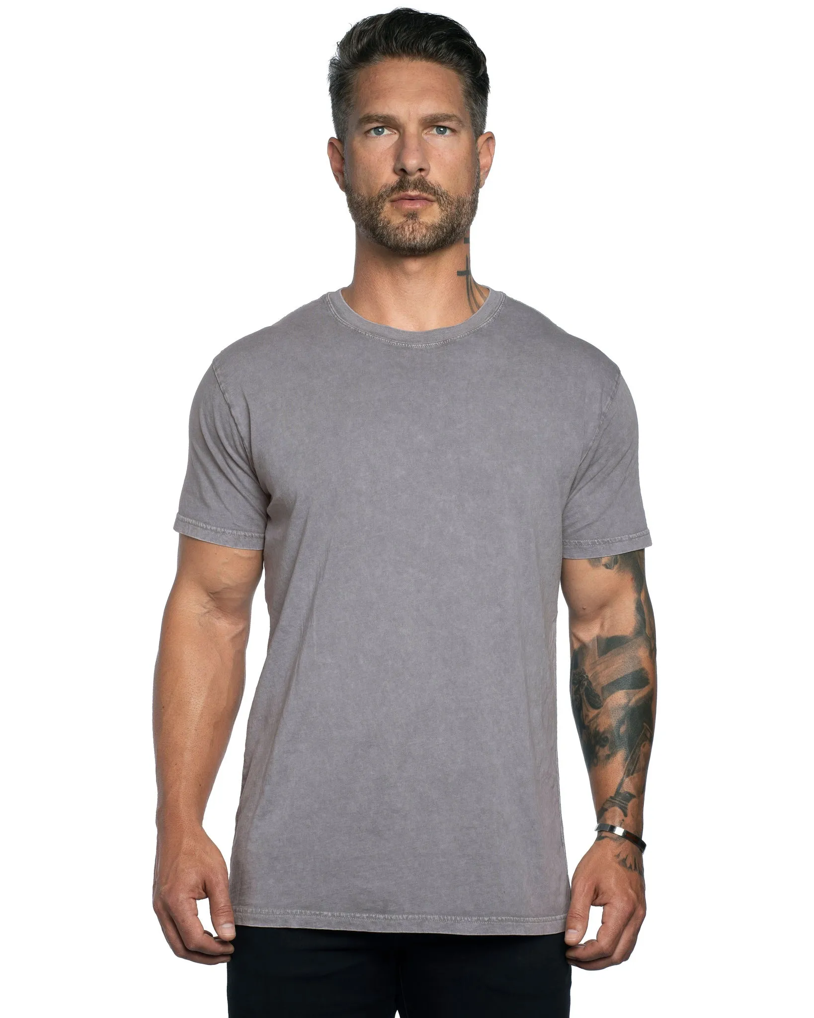 Stone Wash Relaxed Fit Crew Neck Tee