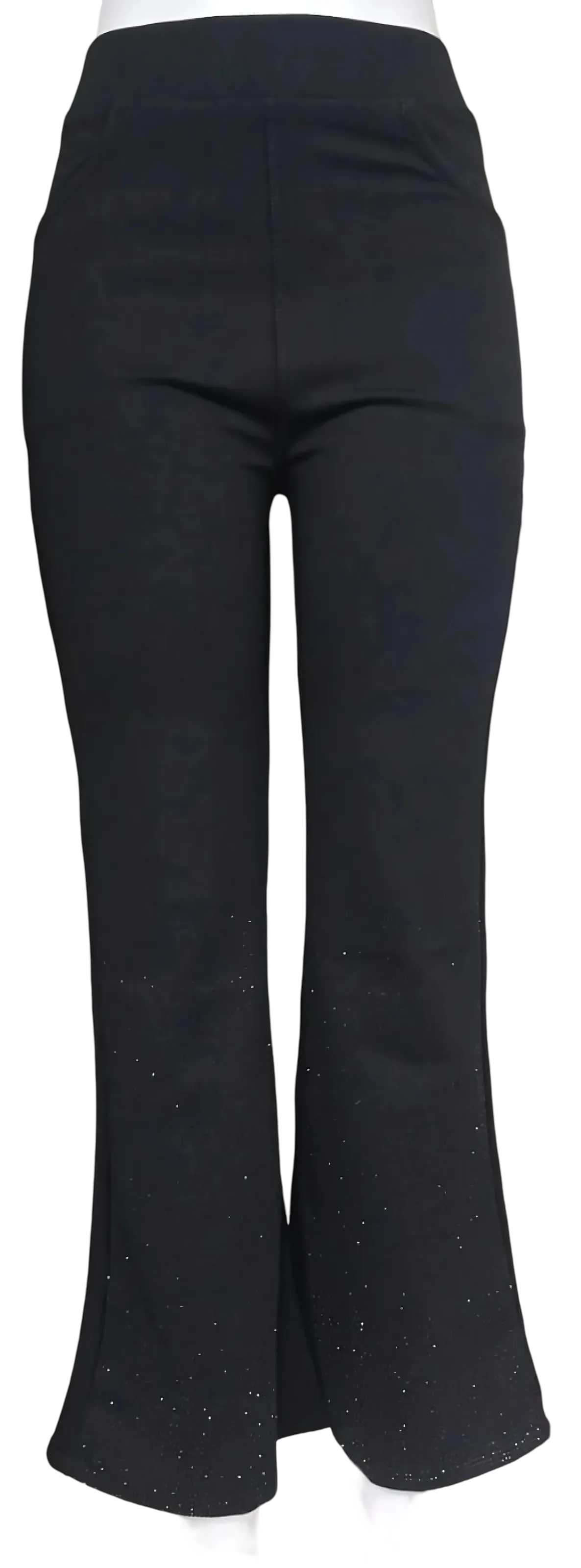 Stylish pants with semi sparkle sequin at bottom - Black