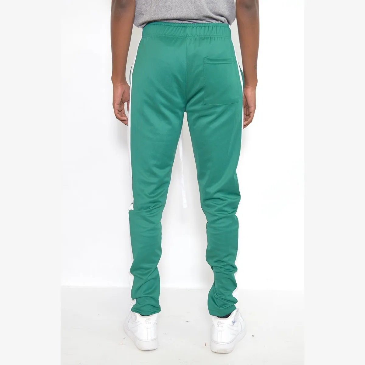 Teal & White Slim Fit Track Pants