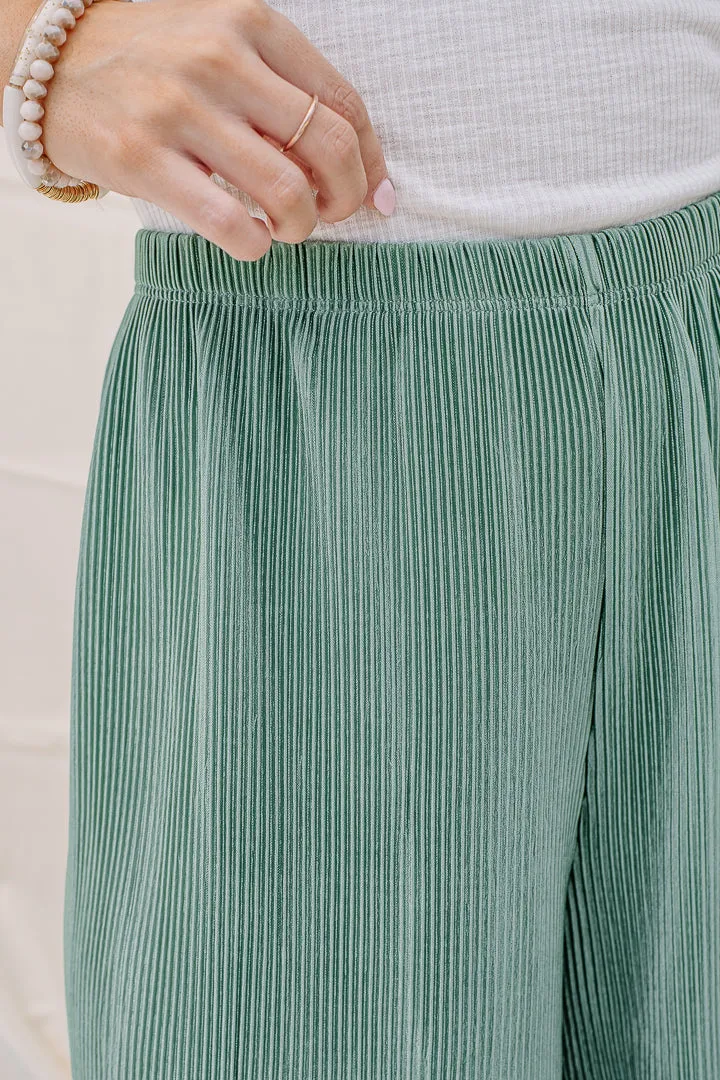 Tell Me When Satin Textured Pants | Green