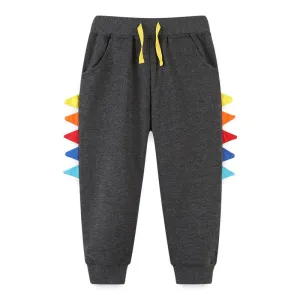 Toddler/Kid Boy's Gray Casual Pants with Colorful Flags on the Side