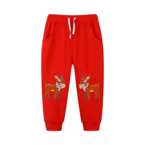 Toddler/Kid's Christmas Reindeer Design Red Pants