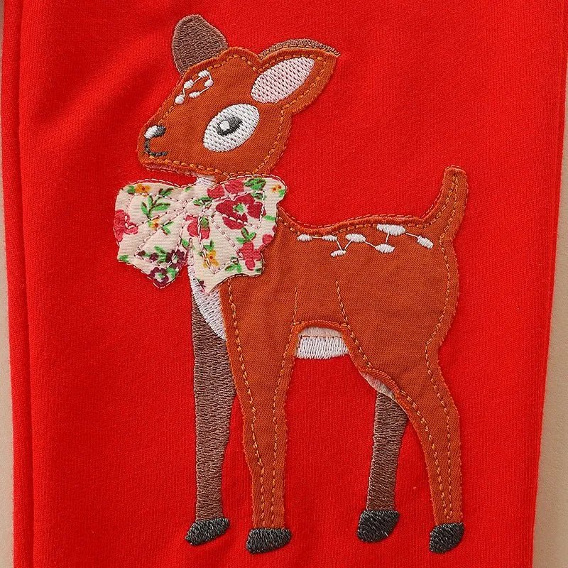 Toddler/Kid's Christmas Reindeer Design Red Pants