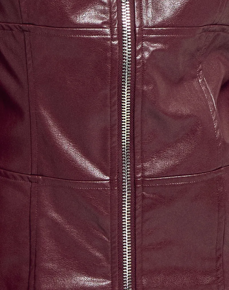 Vincent Fitted Jacket in PU Burgundy