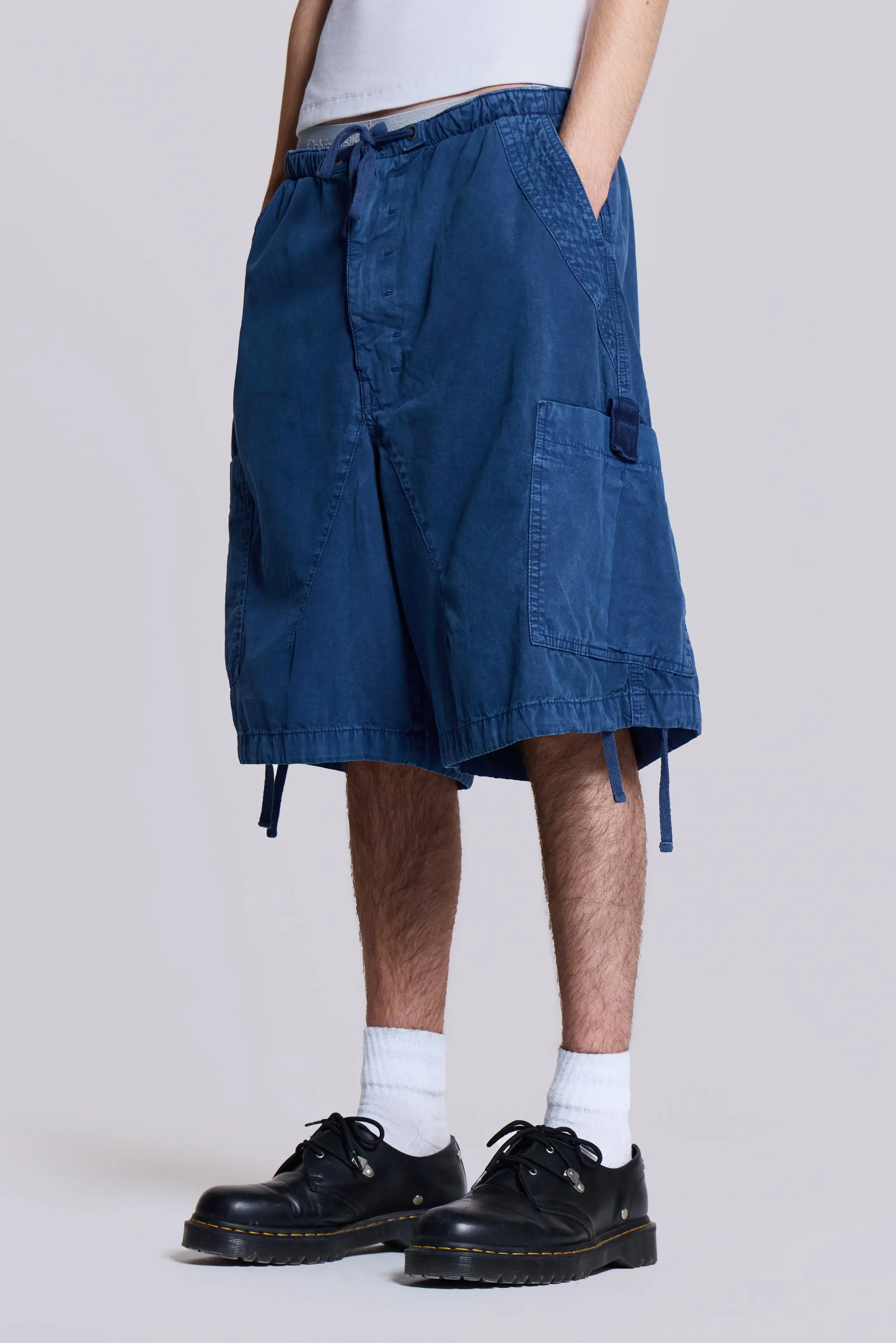 Washed Navy Parachute Short