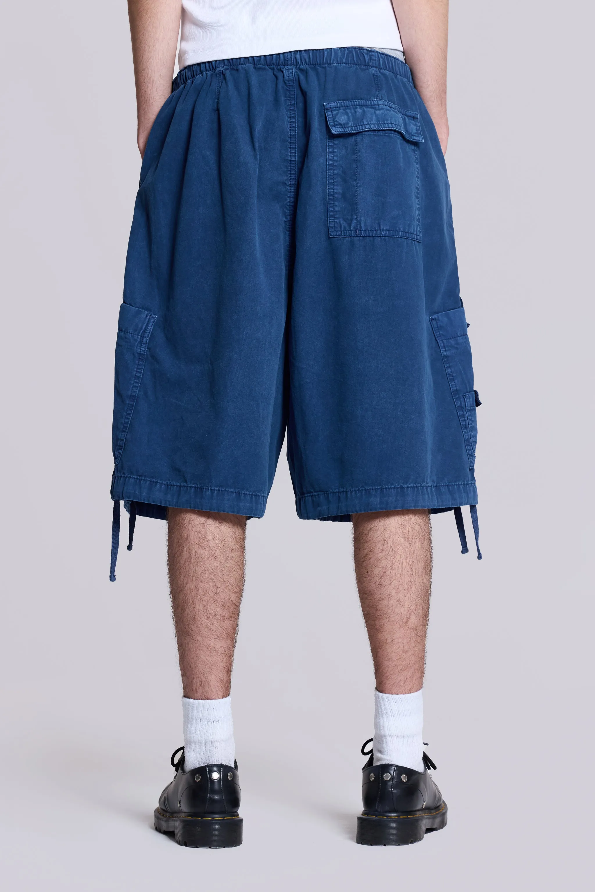 Washed Navy Parachute Short