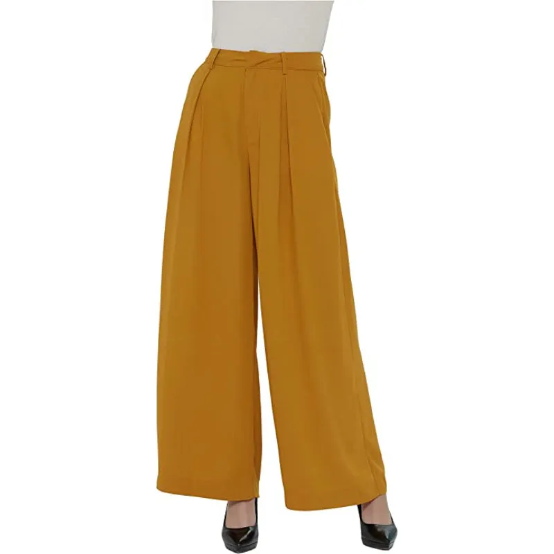 Women High Waist Casual Wide Leg Long Palazzo Regular Trousers