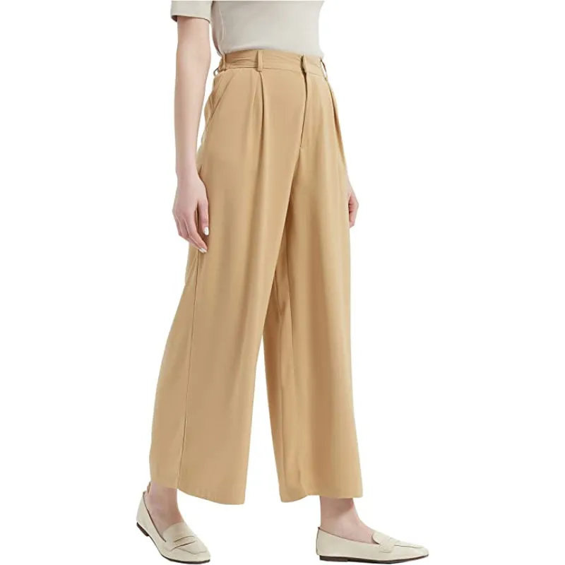 Women High Waist Casual Wide Leg Long Palazzo Regular Trousers