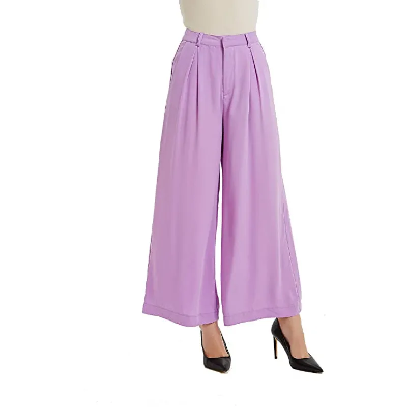 Women High Waist Casual Wide Leg Long Palazzo Regular Trousers