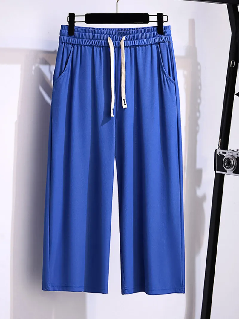 women's summer high waist plus size straight pants