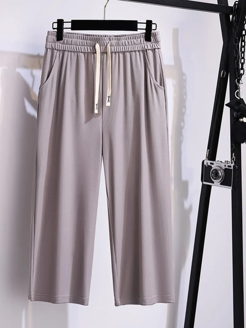 women's summer high waist plus size straight pants